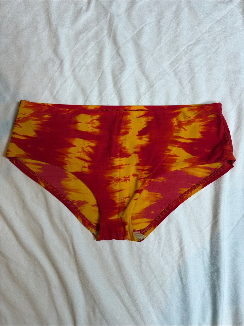 Victoria's Secret Red & Yellow Tie-Dye Bikini Bottoms - medium
